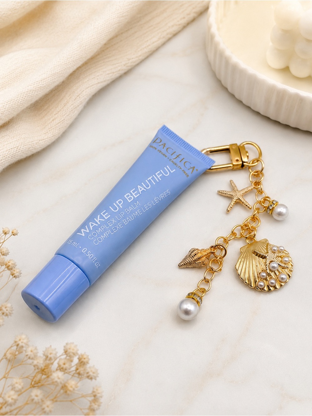 Pacifica Wake Up Beautiful Lip Balm + 33 Tabs "Coastal Calm" Charm Set